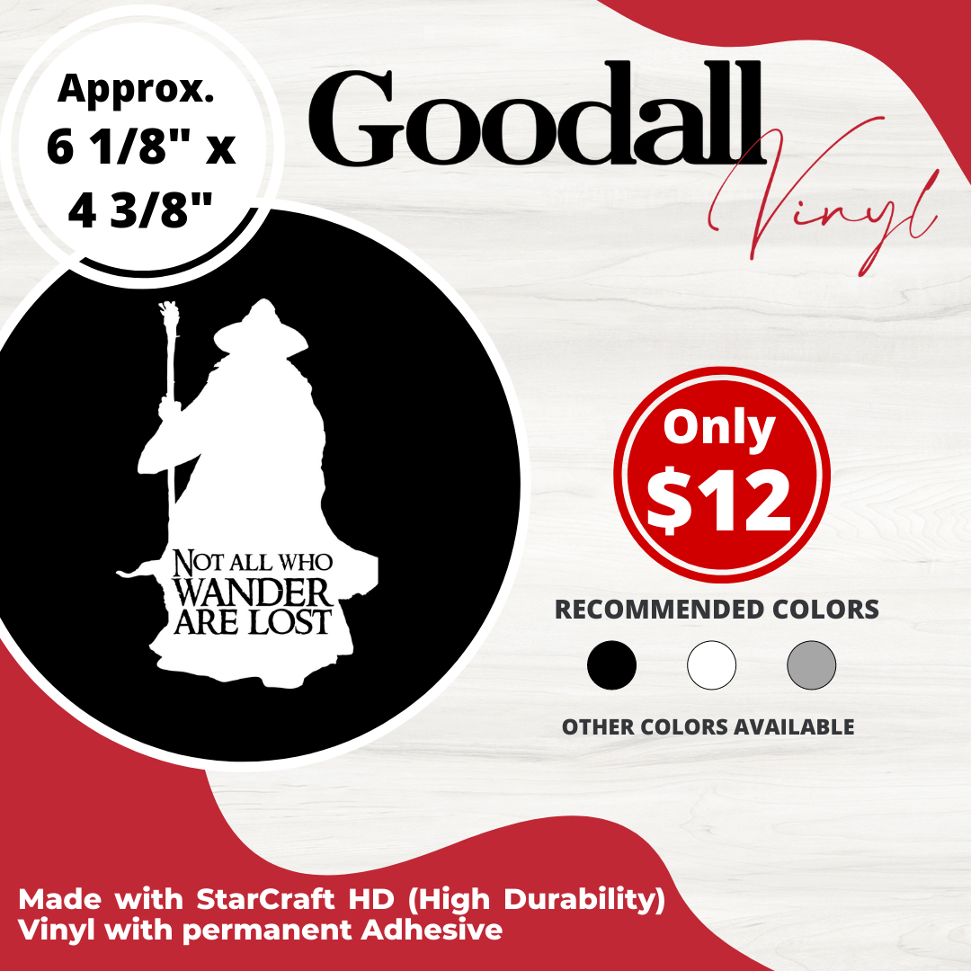 LOTR Lord of the Rings Gandalf Silhouette Not All Who Wander are Lost