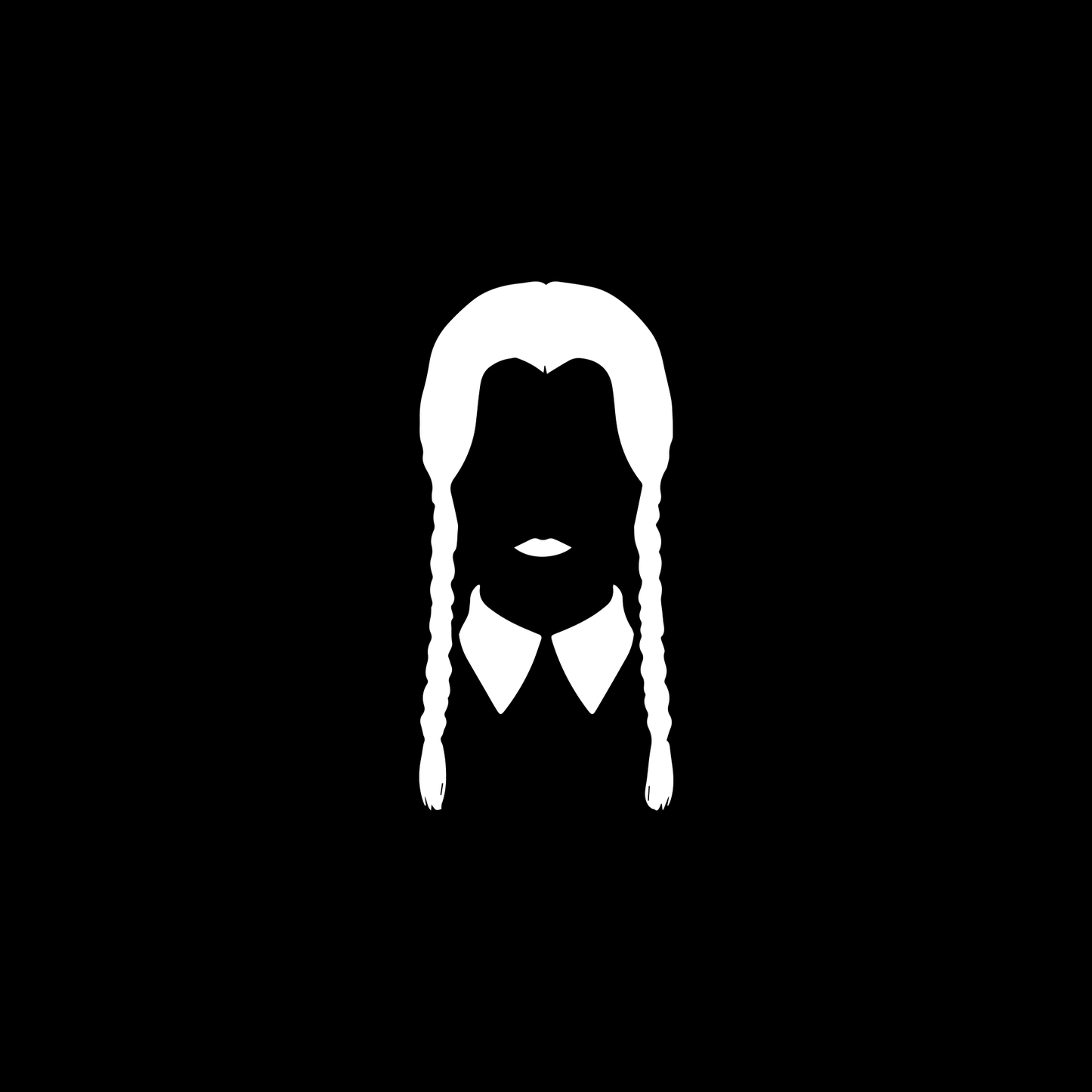 Addams Family Wednesday Hair & Collar Silhouette